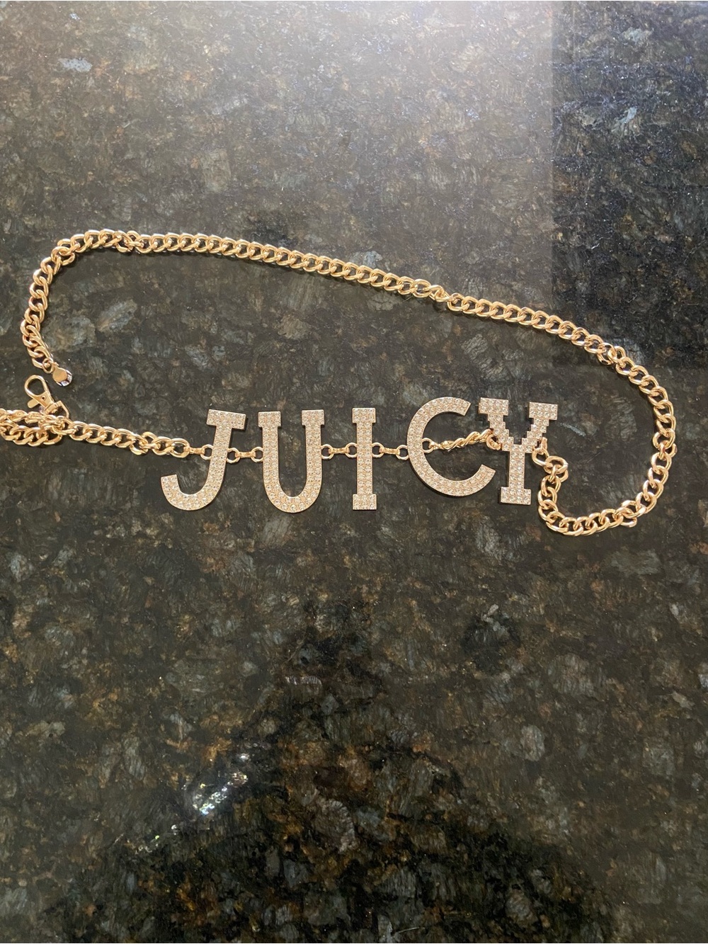Juicy Couture Gold-Tone Crystal JUICY Logo Belt